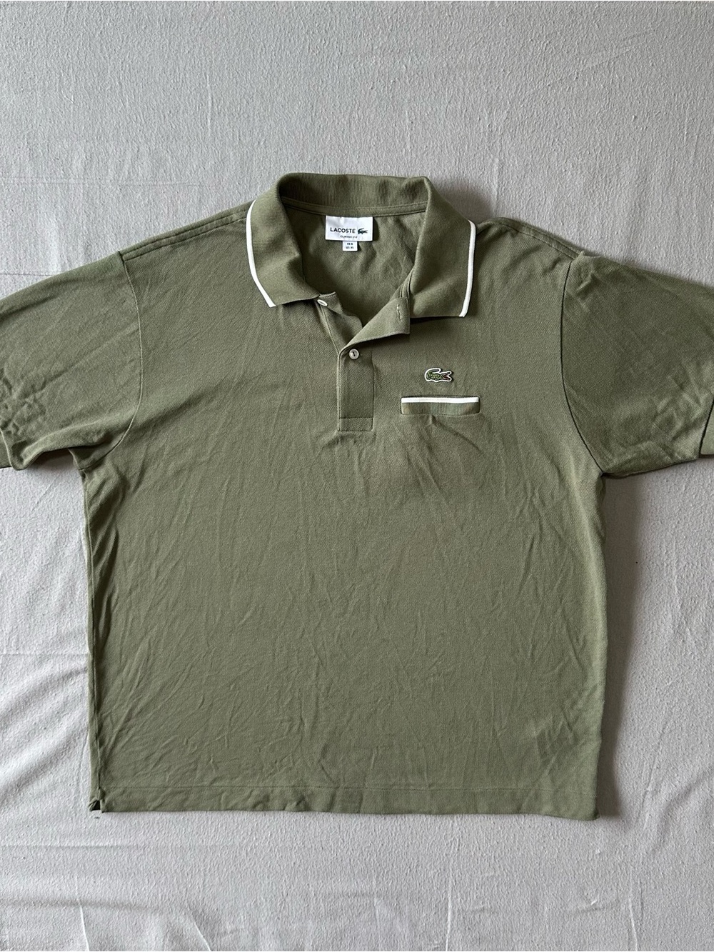 Lacoste Classic Fit Polo Shirt Olive Green Crocodile Logo Men’s XL Cotton